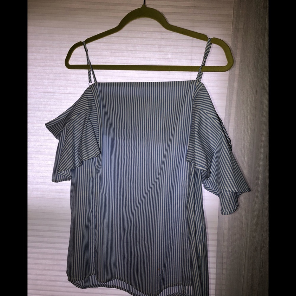 Pin Striped Short Sleeve Blouse